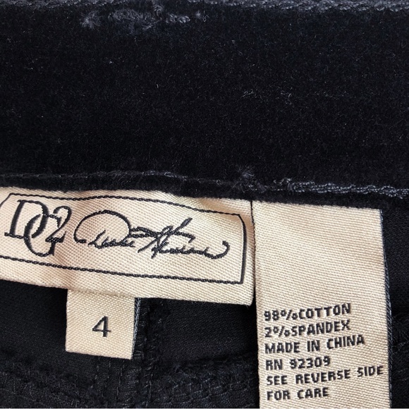 NWT DG2 by Diane Gilman Black Velvet Slim Straight Pants - Picture 10 of 15